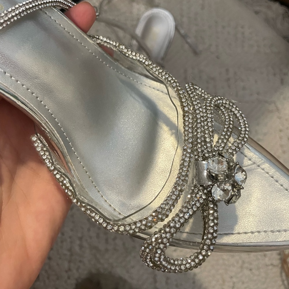Cape Robbin‎ Silver Crystal Embellished Bow Heels - Picture 8 of 14